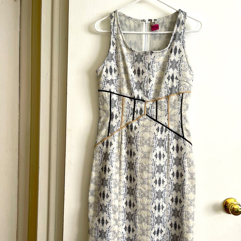 NWOT Save the Queen Snake Skin Print Sheath Midi Dress